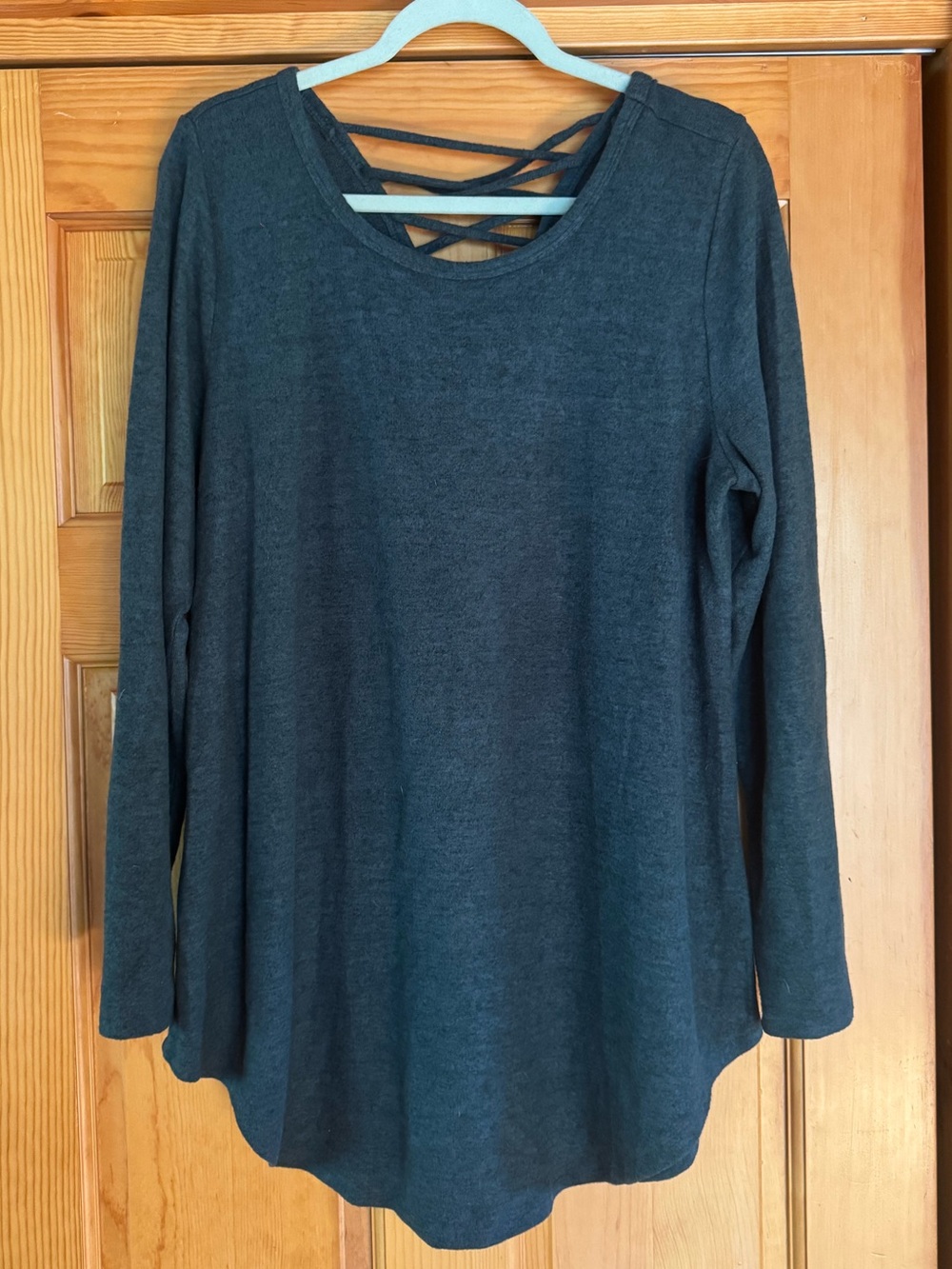 torrid Green Long Sleeve Tunic with Crisscross Back